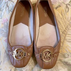 Tan leather Michael Kors slip on shoes